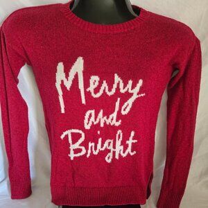Hollister ' Merry and Bright ' Red Long Sleeve Pull Over Sweater S